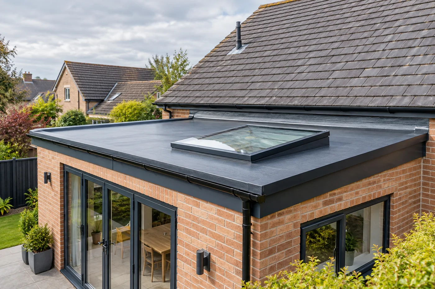 Flat extension roof and rooflight