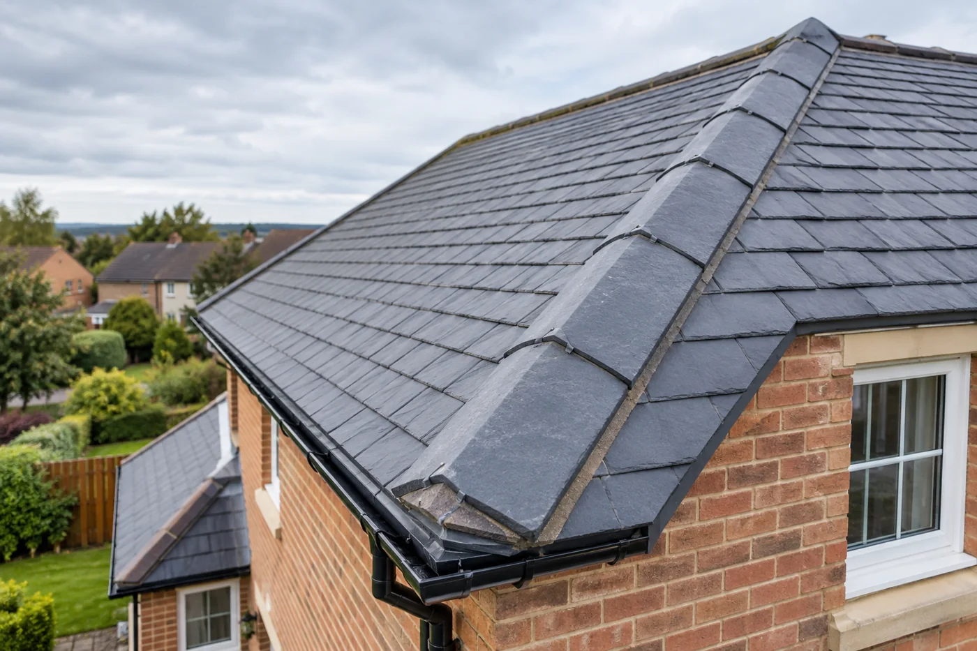 Pitched roof ridge or verge detail