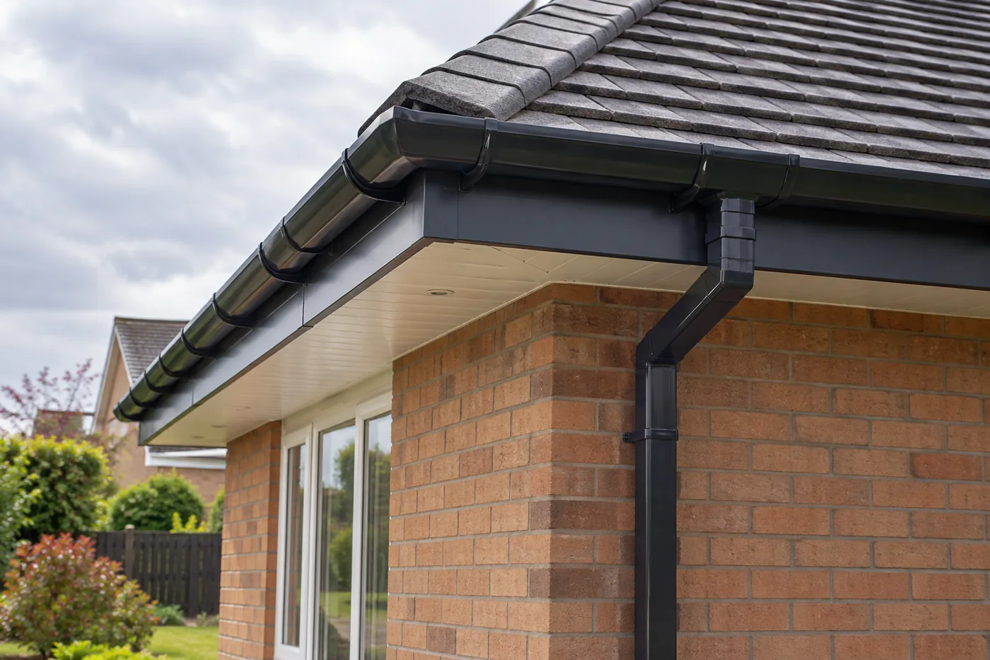 Fascia, soffit, gutter and downpipe junction