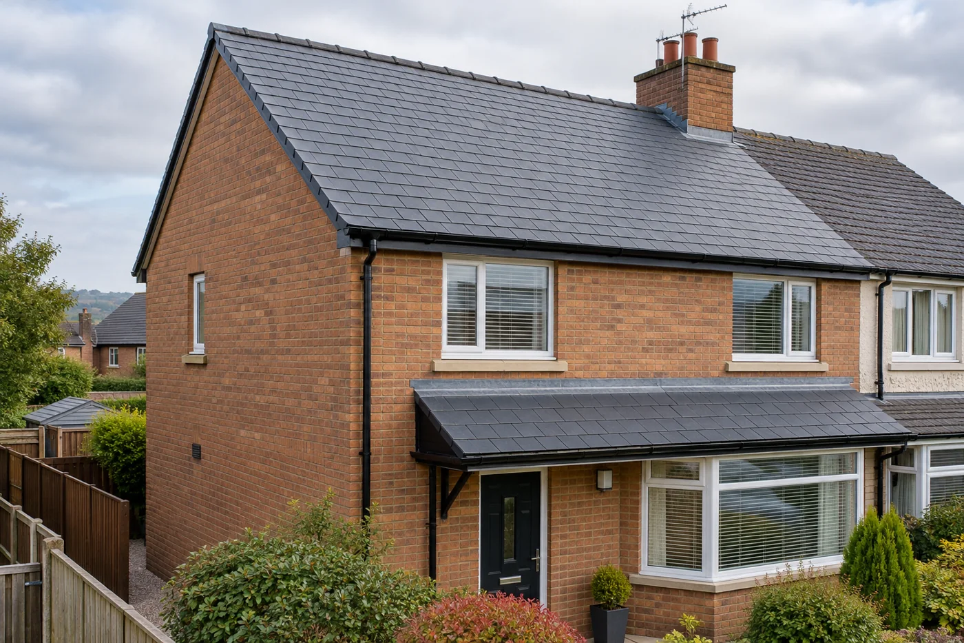 Complete pitched roof with ridge and eaves