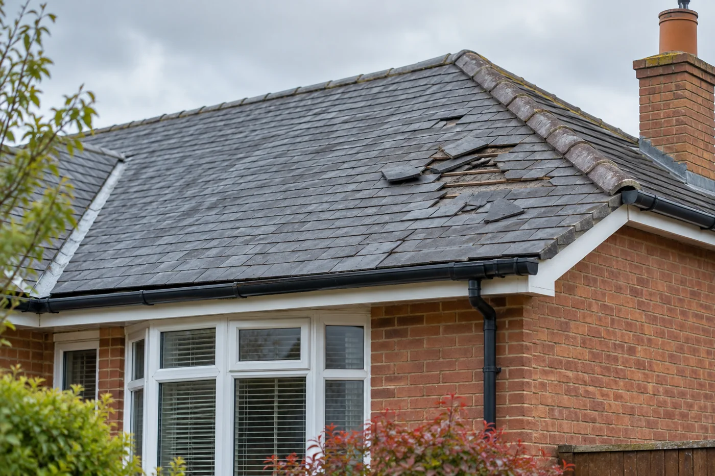 Displaced roof coverings after bad weather
