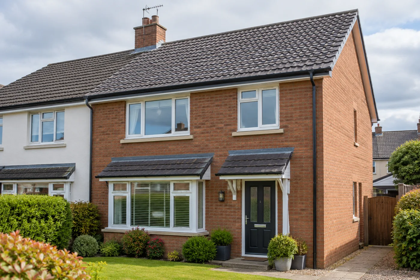 Tiled pitched roof on a domestic house
