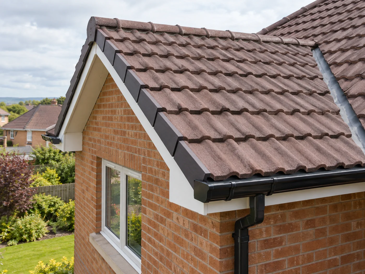 Tiled roof eaves and verge